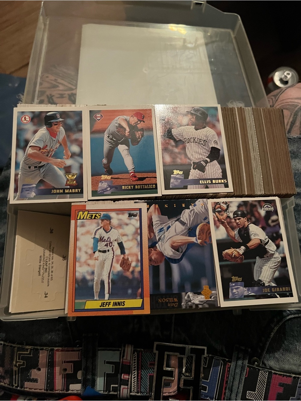 Topps Baseball Card Lot with White, Blue, Red Accents